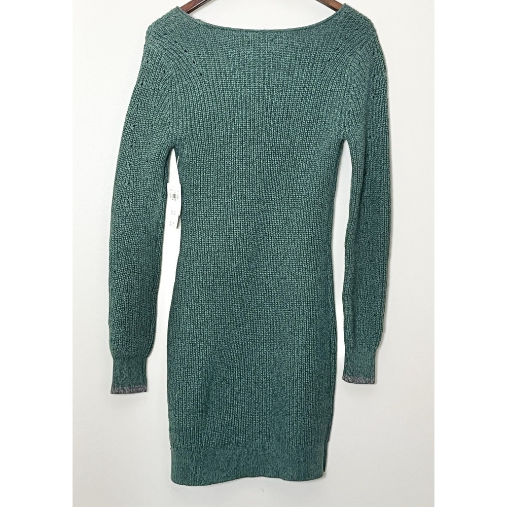 NWT Abercrombie & Fitch Sweater Dress Medium Green Knit V Neck Y2K Preppy Ribbed - Picture 4 of 5